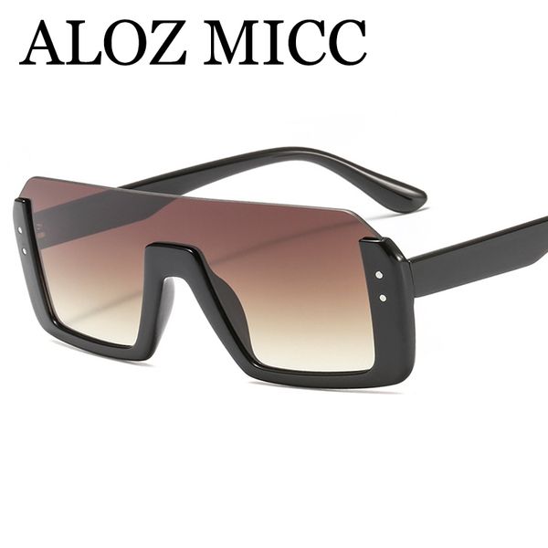 

aloz micc солнцезащитные очки без оправы женщины марка дизайнер винтаж заклепки негабаритных квадратные солнцезащитные очки для мужчин oculo, White;black