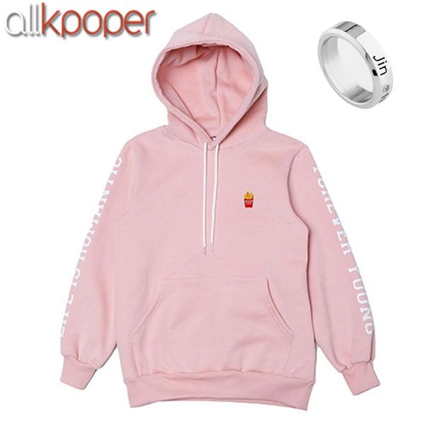

ALLKPOPER Kpop BTS JIN Cap толстовка с капюшоном Sweatershirt Bangtan мальчиков розовый цвет пуловер EX