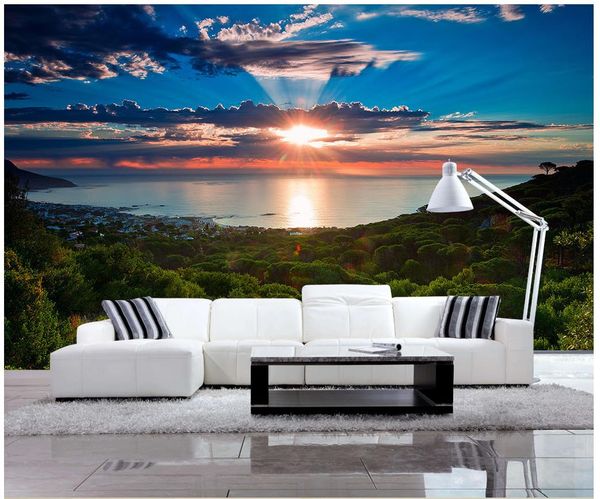 Großhandel 3D Wallpaper Benutzerdefinierte Fototapete Wallpaper Sonnenuntergang Schöne Landschaft Fernsehen Hintergrund Wohnzimmer Schlafzimmer ... Großhandel 3D Wallpaper Benutzerdefinierte Fototapete Wallpaper Sonnenuntergang Schöne Landschaft Fernsehen Hintergrund Wohnzimmer Schlafzimmer ...