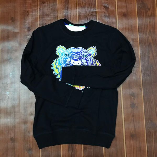 

Cla ic kenz tiger head embroidered men women weat hirt cotton autumn winter hoodie ca ual treetwear jogger track uit, Black