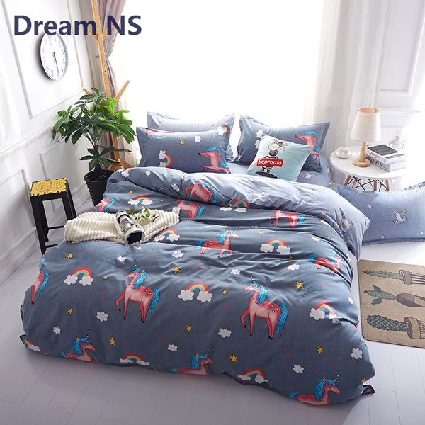 Ahsnme Unicorn Bedding Set Rainbow Duvet Cover Child Cartoon