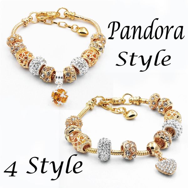 

fashion gold plated snake chain glass crystal beads "i love you" pendant charm beaded bracelets for women d612s, Golden;silver