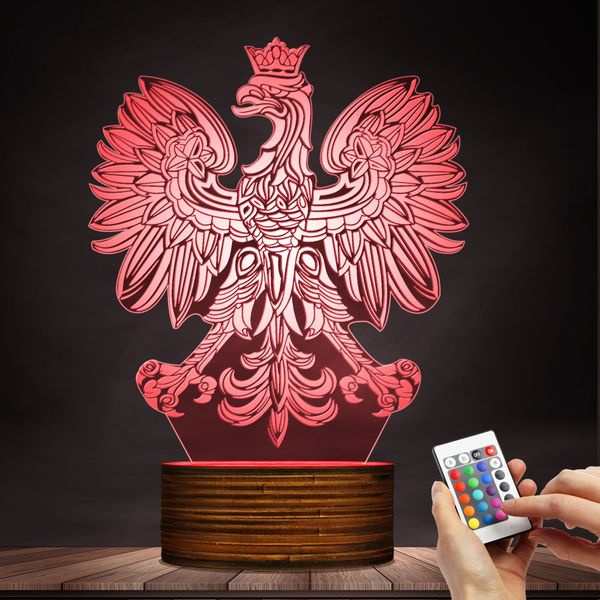 

Польский герб Польска 3D оптическая иллюзия USB свет Home Decor патриотический польский