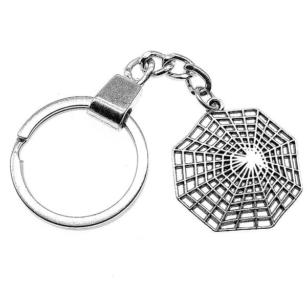 

6 pieces key chain women key rings for car keychains with charms spider cobweb 31x28mm, Slivery;golden