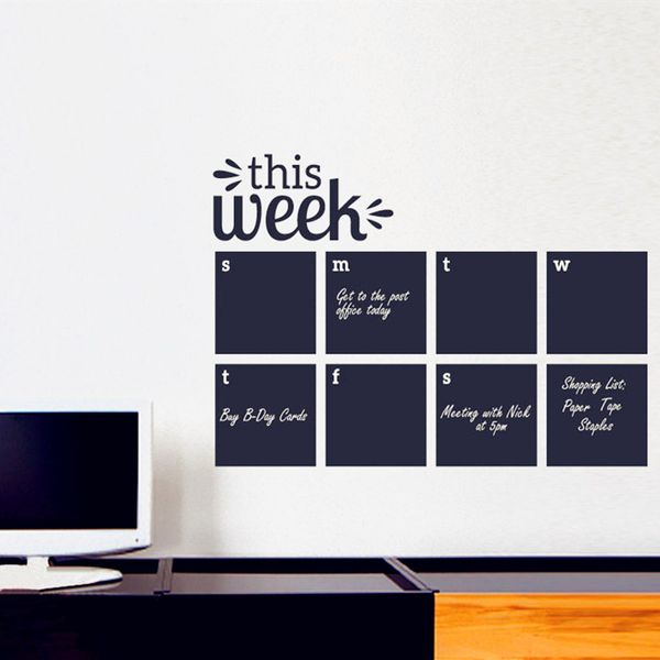 

2016 - weekly wall planner - calendar wall decal chalkboard decals blackboard sticker office , study ect art decor