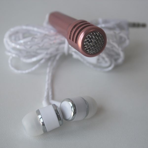 Novo microfone do telefone móvel com fones de ouvido de uma peça perfume capacitância cantar karaoke tesouro mini microfone DHL Frete Grátis