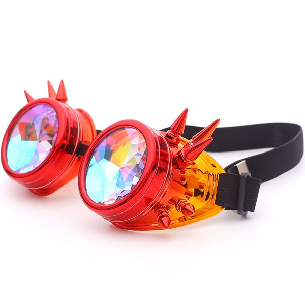

men steampunk goggles sunglasses women gothic holographic rave festival women cosplay party glasses, White;black