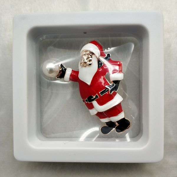 

new style simple santa painting oil brooch cartoon christmas series chest ornaments, Gray