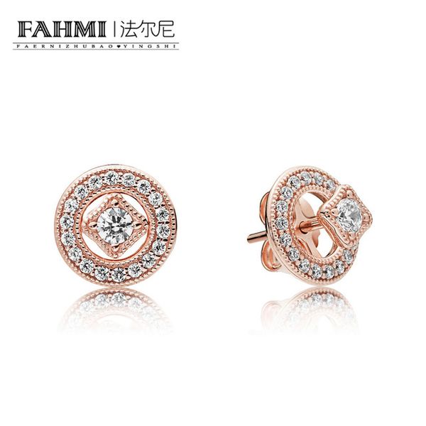 

fahmi 100% 925 sterling silver 1:1 original 280721cz rose vintage allure earring studs luxury jewelry women's charming gift, Golden;silver