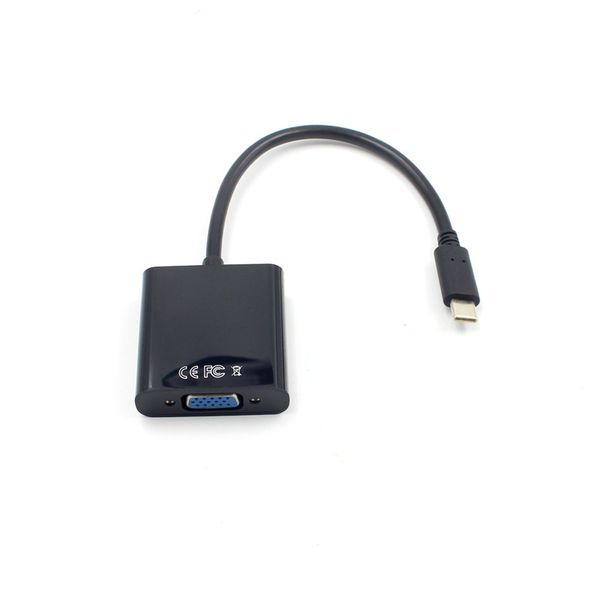 USB 3.1 Typ-C zu VGA Konverter USB HD Video Adapterkabel Typ C zu VAG Schwarz