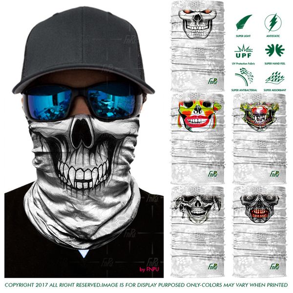 

2018 new outdoors skull mouth bandana balaclava motorcycle neck headwear biker magic headscarf tube neck protection 100 pieces, Blue;gray