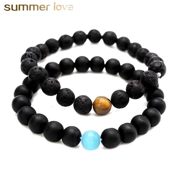 

handmade matte onyx beads natural stones beads bracelet for mens women hematite stone lava stone semi-precious bracelet jewelry gift, Black