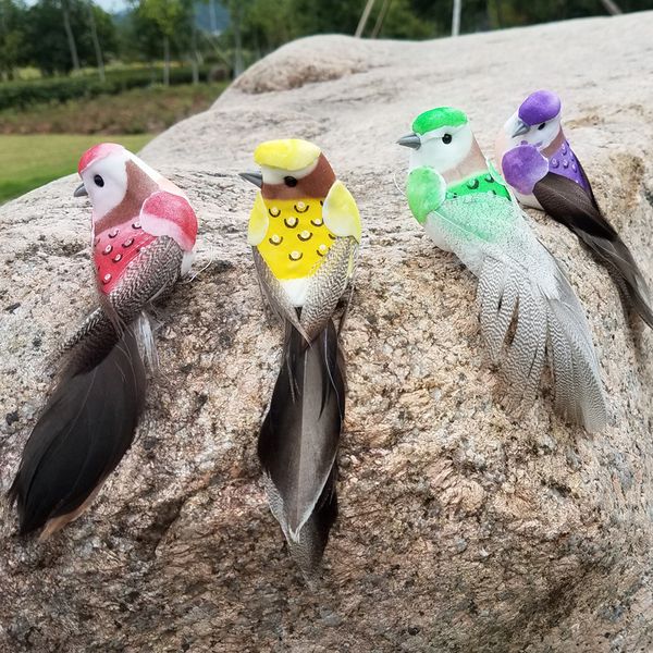

12pcs/lot decorative foam feather artificial craft birds with clip fake bird christmas decoration home ornaments dhl g606s, Silver