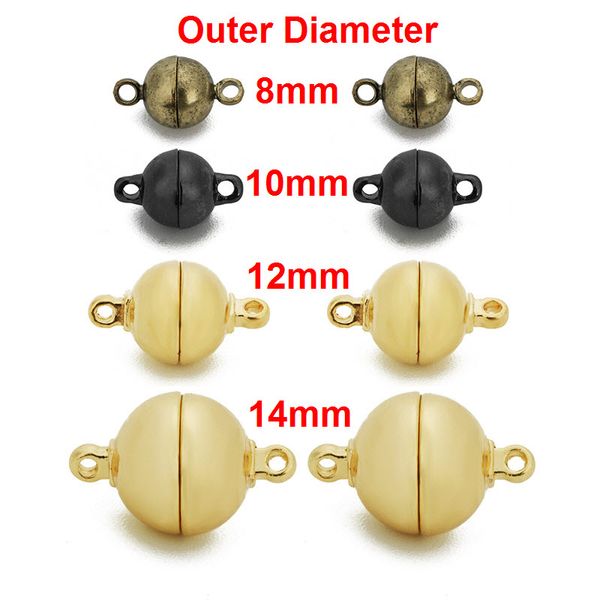 

xinyao 5pcs round strong magnetic clasps for bracelet necklace making 8mm 10mm 12mm 14mm clasp connector jewelry findings, Silver