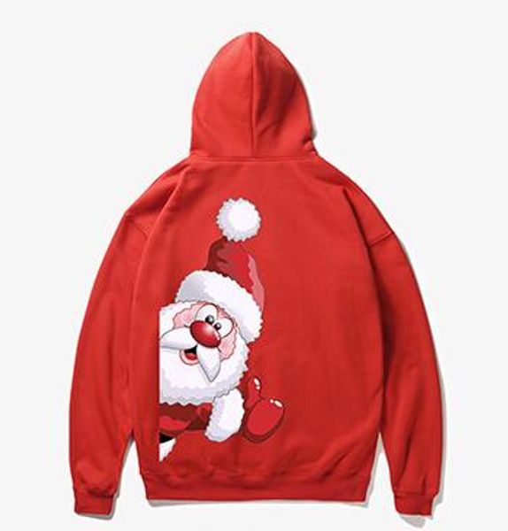 

men women funny santa claus christmas printed hoodies spring casual male female pullovers sweatshirts hooded, Black