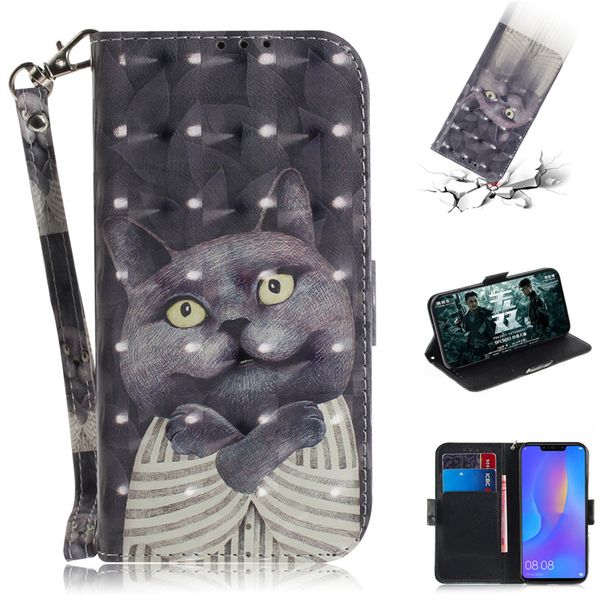 

flip cover phone bags for huawei nova 3i/p smart plus case 3d painting pu leather soft silicon wallet covers cases coque