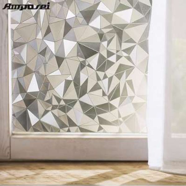 45*200cm Polygon Form Undurchsichtige Statische Glas Fenster Film Privatsphäre Dekorative Selbstklebende Glas Tür Fenster Film Aufkleber hause -FF