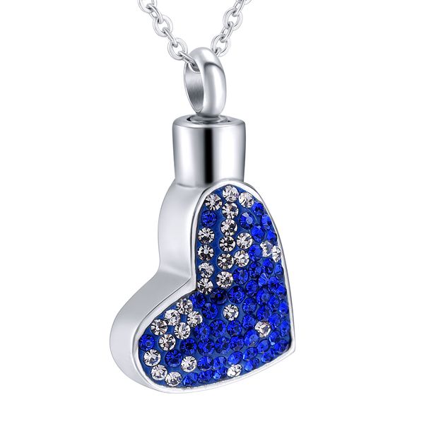 

ijd9915 2 tone color crystal necklace ash keepsake urn pendant necklace 316 stainless steel memorial jewelry ash holder fashion jewelry, Silver
