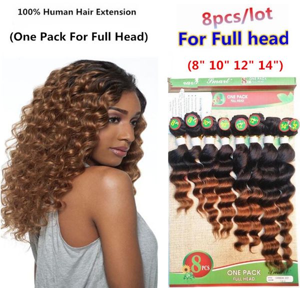 Pack Full Head Brazilian Loose Deep Wave Hair Bundles Ombre Human