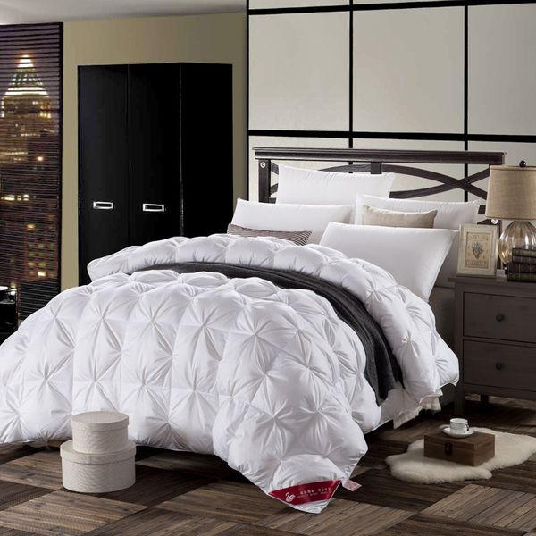 2019 Duck Down Feather Comforter Set White Pink 200x230cm