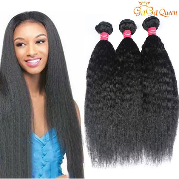 

норки бразильский kinky прямая человеческих волос weave яки 8а бразильского виргинские kinky прямая человеческих волос пучки бразильский вол, Black