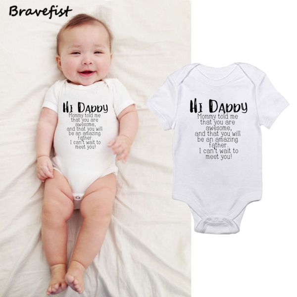

cute newborn children baby girl clothes babies bodysuit infant bebes jumpsuits sunsuit kids summer clothing hi daddy print 0-24m, Blue