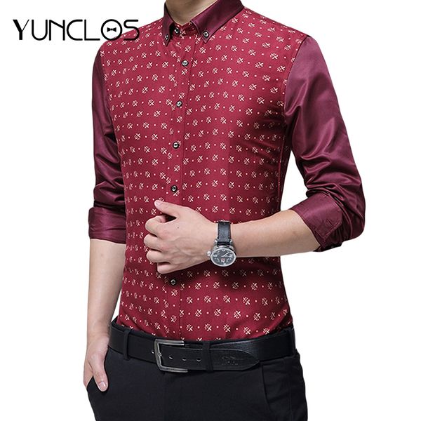 Lutratocro Mens Casual Long-Sleeve Work Print Plus Size Dress Shirt