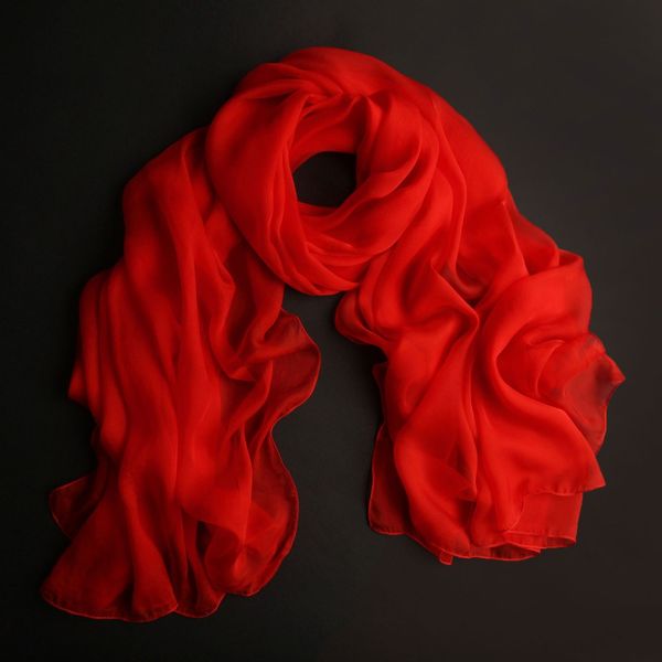 

12m/ real silk scarf for ladies spring long scarves women silk satin foulard femme shawl solid color echarpe black/red scarf, Blue;gray