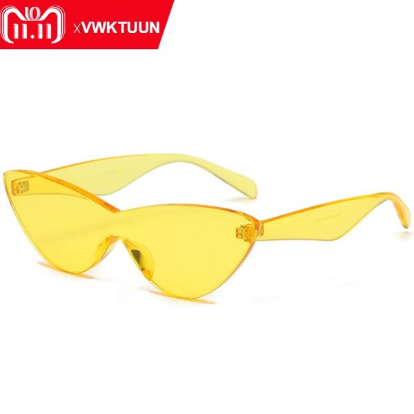 

vwktuun integrated sunglasses women men rimless sunglasses cat eye shades vintage brand desinger sun glasses for woman, White;black
