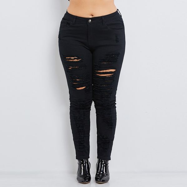Compre 2018 Moda Flaco Algodon Denim Tela Lapiz Pantalones Cintura