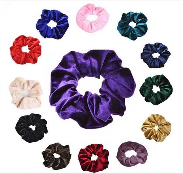

2000pc women polye ter velvet ela tic hair crunchie ponytail donut grip loop holder tretchy hair jewelry r245