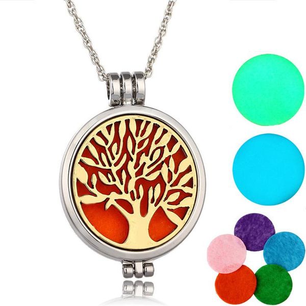 

Fa hion tree of life e ential oil diffu er necklace hollow aromatherapy floating locket pendant link chain for women jewelry with 5 pacer