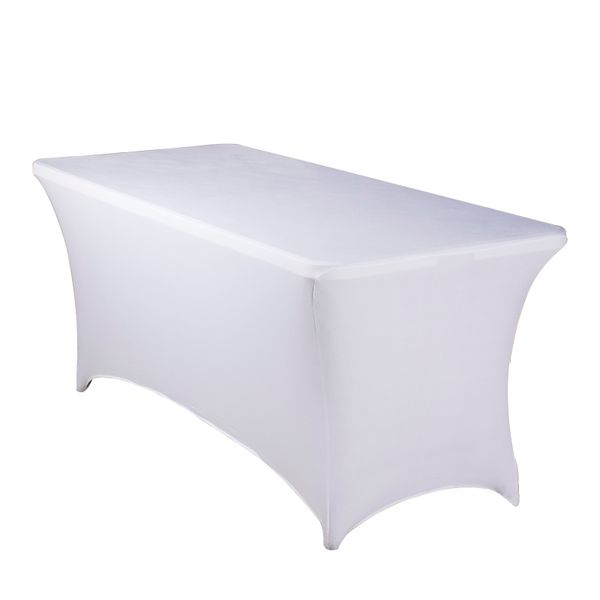 

6ft spandex rectangular fitted tablecloth decoration l banquet wedding stretch table cover white/black wholesale