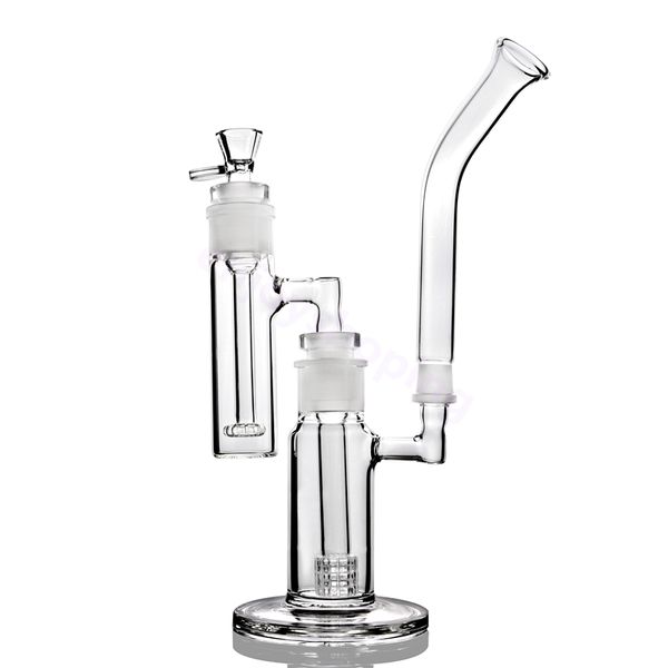 Wasserpfeifen Build A Bong Abnehmbare, durchsichtige Recycler-Bongs, Vogelkäfig, gebogener Hals mit Aschefänger, berauschende Glas-Dab-Rigs