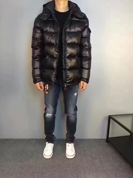 

man winter coat ski suit casual thick jacket real duck down inside hooded hommes manteau with all the label and tag, Black