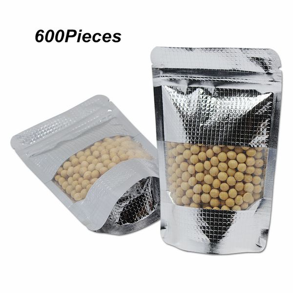 

600 шт. пакет разнообразие размеров встать майларовая фольга многоразовые продуктовые мешки упаковки тиснением алюминиевой фольги ясно окно