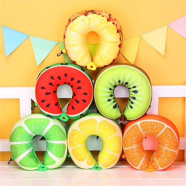 

u shaped pillow memory foam cartoon fruit travel pillow cushion neck support headrest 6 colors t1i418