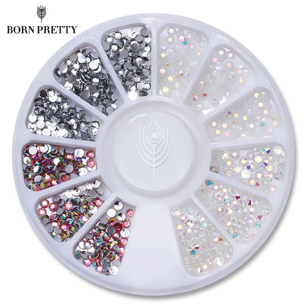 

1 box multi color nail art studs resin nail rhinestones shinny jelly 3d decorations in wheel manicure tip accessories, Black