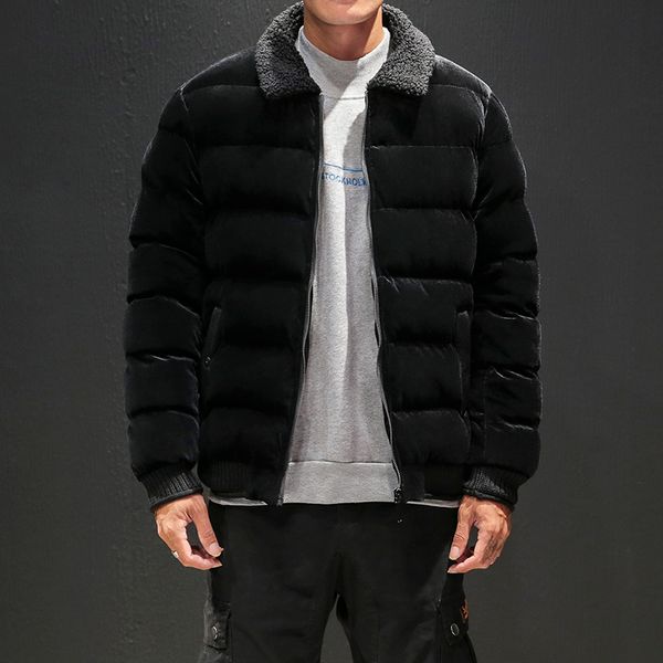 

m-3xl mens warm jacket winter coat men thick parka men loose thermal mens winter jackets and coats, Black