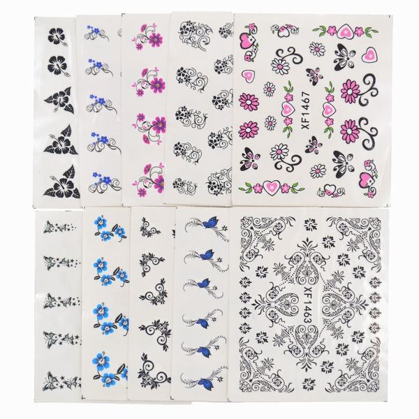 

yzwle 50 sheets mixed styles diy decals nails art water transfer printing stickers for nails salon, Black
