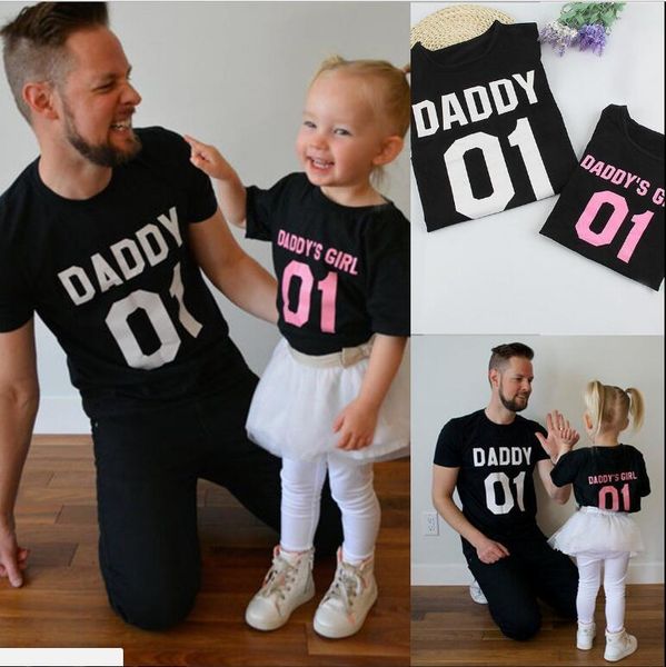

2018 new daddy's girl father & daughter t shirt family matching tee clothes parent-child clothing, White;black