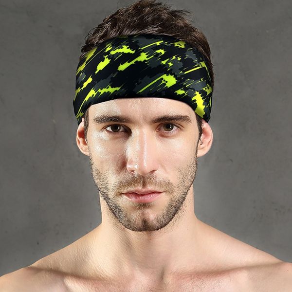 

sweatband outdoor sport headband anti-sweat quick-dry sweatband breathable tennis fitness running head bandage, Yellow;black