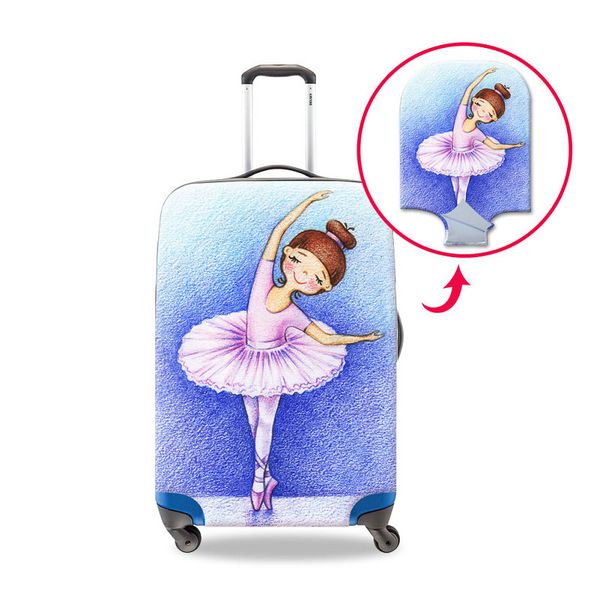 

case on suitcae for women ballet dancing girl printing elastic luggage protective covers for 18 20 22 24 26 28 30 32 inch trolley dust cover, Black