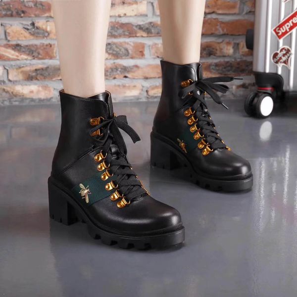 

new fashion leather star women shoes woman leather short autumn winter ankle designer fashion women shoes, Black