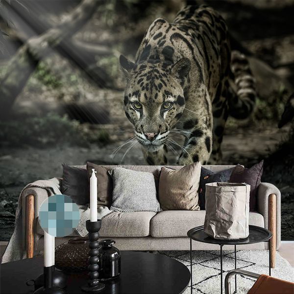 3d Effect New Presonalized Canvas Leopard Hunting Attention Poster