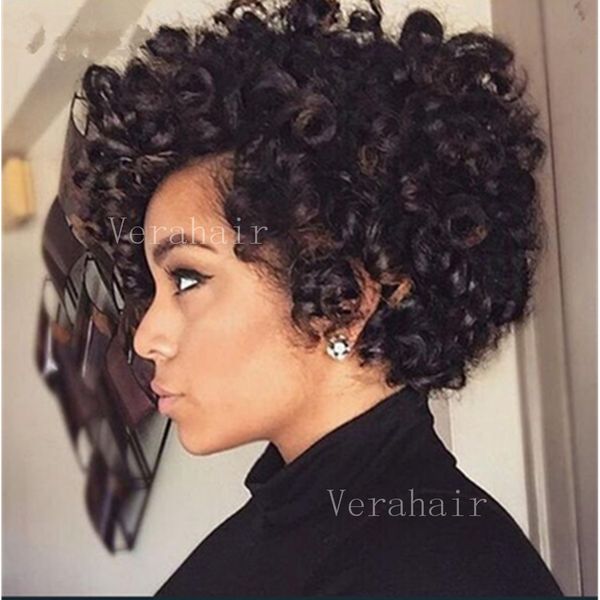 Pixie Short Cut Hair Wigs Afro Kinky Curly Brazilian Hair Wigs