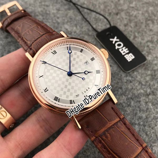 

classique heritage 5177 розовое золото серебро текстурированные рома циферблат синий руки дата miyota автоматические мужские часы коричневый, Slivery;brown