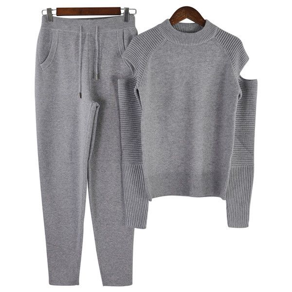 

Women Knitting Tracksuit Woolen Pullover Sweater and Long Pant Two Piece Sweaters Set Female Fashion Hot New Clothing Wool