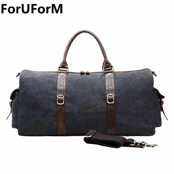 

new canvas leather men bucket travel bags carry on luggage bags men duffel travel tote large weekend bag overnight li-2103
