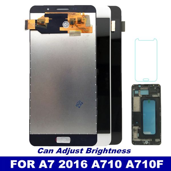 

With frame a710 lcd for am ung galaxy a7 2016 a710 a7100 a710f phone lcd di play touch digitizer creen a embly replacement